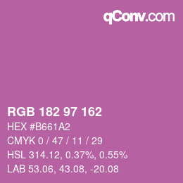 カラーコード: RGB 182 97 162 | qconv.com