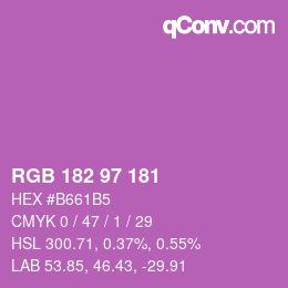 Color code: RGB 182 97 181 | qconv.com