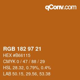 Color code: RGB 182 97 21 | qconv.com