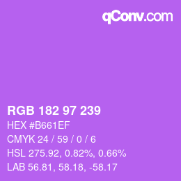 Color code: RGB 182 97 239 | qconv.com