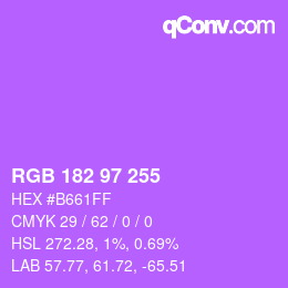 Color code: RGB 182 97 255 | qconv.com