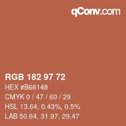 Color code: RGB 182 97 72 | qconv.com