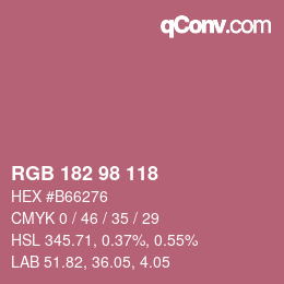 Color code: RGB 182 98 118 | qconv.com