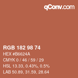 Color code: RGB 182 98 74 | qconv.com