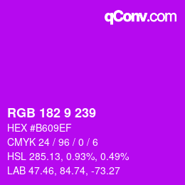 カラーコード: RGB 182 9 239 | qconv.com