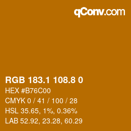 Color code: RGB 183.1 108.8 0 | qconv.com
