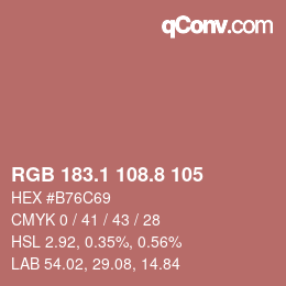 Farbcode: RGB 183.1 108.8 105 | qconv.com