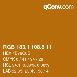 カラーコード: RGB 183.1 108.8 11 | qconv.com