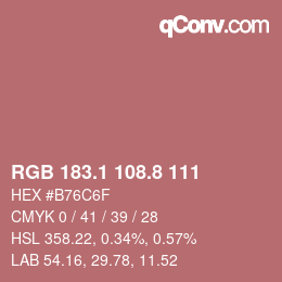 カラーコード: RGB 183.1 108.8 111 | qconv.com