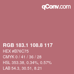 カラーコード: RGB 183.1 108.8 117 | qconv.com