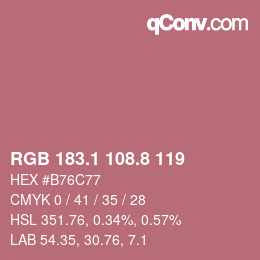 Color code: RGB 183.1 108.8 119 | qconv.com