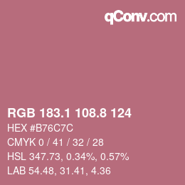 Color code: RGB 183.1 108.8 124 | qconv.com