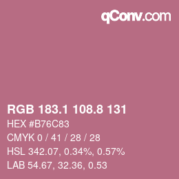 カラーコード: RGB 183.1 108.8 131 | qconv.com