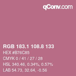 カラーコード: RGB 183.1 108.8 133 | qconv.com
