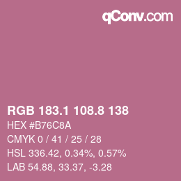 カラーコード: RGB 183.1 108.8 138 | qconv.com