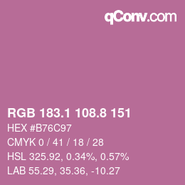 カラーコード: RGB 183.1 108.8 151 | qconv.com