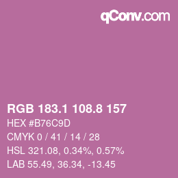 カラーコード: RGB 183.1 108.8 157 | qconv.com