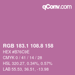カラーコード: RGB 183.1 108.8 158 | qconv.com
