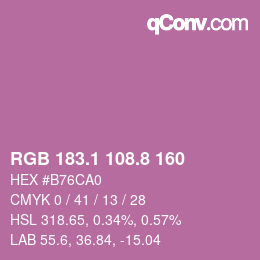 カラーコード: RGB 183.1 108.8 160 | qconv.com