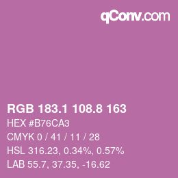 カラーコード: RGB 183.1 108.8 163 | qconv.com