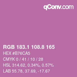 カラーコード: RGB 183.1 108.8 165 | qconv.com