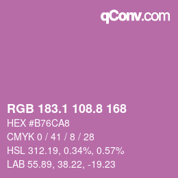 カラーコード: RGB 183.1 108.8 168 | qconv.com