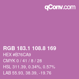 カラーコード: RGB 183.1 108.8 169 | qconv.com