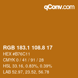 カラーコード: RGB 183.1 108.8 17 | qconv.com