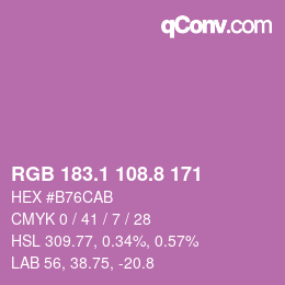 カラーコード: RGB 183.1 108.8 171 | qconv.com