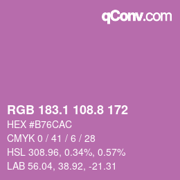 カラーコード: RGB 183.1 108.8 172 | qconv.com