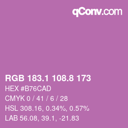 カラーコード: RGB 183.1 108.8 173 | qconv.com
