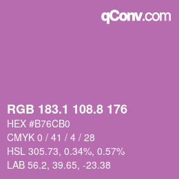 カラーコード: RGB 183.1 108.8 176 | qconv.com