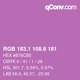 カラーコード: RGB 183.1 108.8 181 | qconv.com