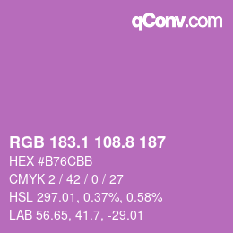 カラーコード: RGB 183.1 108.8 187 | qconv.com