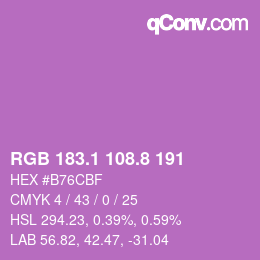 カラーコード: RGB 183.1 108.8 191 | qconv.com