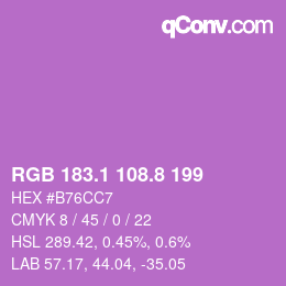 カラーコード: RGB 183.1 108.8 199 | qconv.com