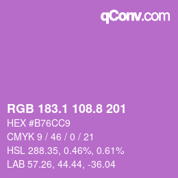 カラーコード: RGB 183.1 108.8 201 | qconv.com