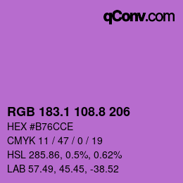カラーコード: RGB 183.1 108.8 206 | qconv.com