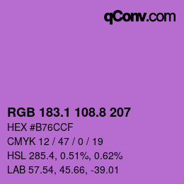 カラーコード: RGB 183.1 108.8 207 | qconv.com