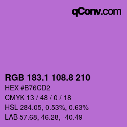 カラーコード: RGB 183.1 108.8 210 | qconv.com