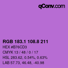 カラーコード: RGB 183.1 108.8 211 | qconv.com