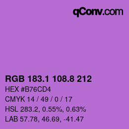 カラーコード: RGB 183.1 108.8 212 | qconv.com