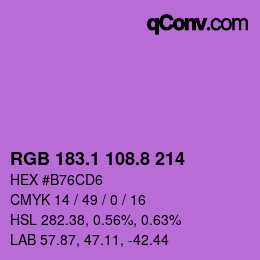 カラーコード: RGB 183.1 108.8 214 | qconv.com