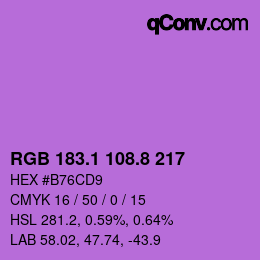 カラーコード: RGB 183.1 108.8 217 | qconv.com