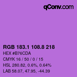 カラーコード: RGB 183.1 108.8 218 | qconv.com