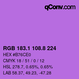 カラーコード: RGB 183.1 108.8 224 | qconv.com