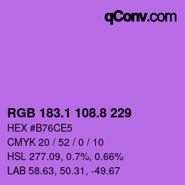 カラーコード: RGB 183.1 108.8 229 | qconv.com