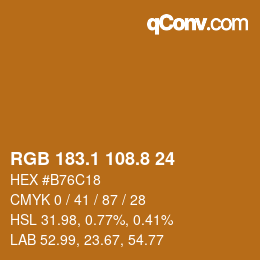 カラーコード: RGB 183.1 108.8 24 | qconv.com