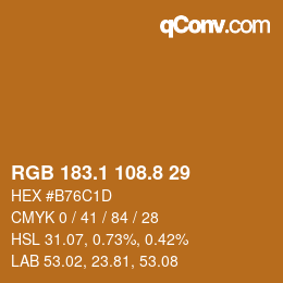 カラーコード: RGB 183.1 108.8 29 | qconv.com