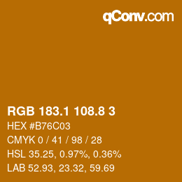 カラーコード: RGB 183.1 108.8 3 | qconv.com